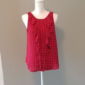 Elle black and red ruffled top.